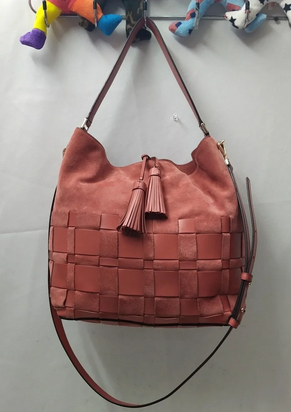 Michael Kors Vivian Cinnamon Red Suede Leather Tassel Hobo Shoulder Bag - $398